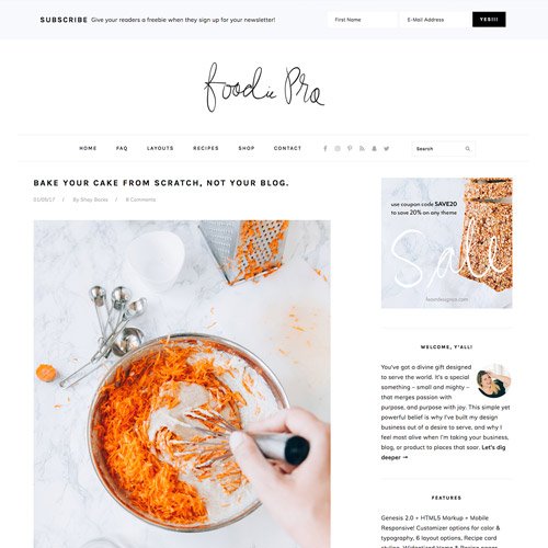 StudioPress Foodie Pro Genesis WordPress Theme