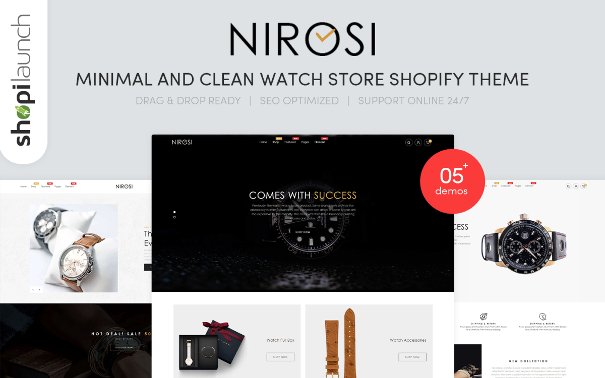 Nirosi – Minimal & Clean Watch Store Shopify Theme