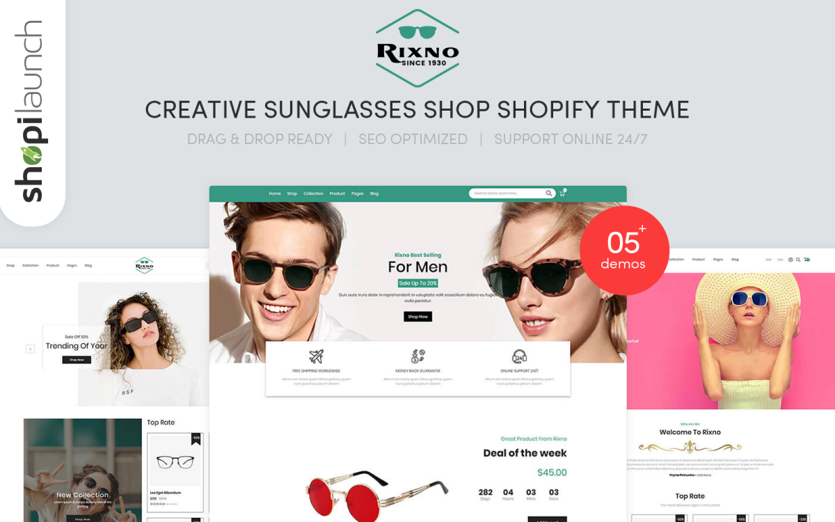 Rixno – Creative Sunglasses Shop Shopify Theme